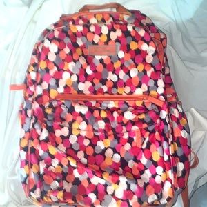 Vera Bradley Backpack Bag Confetti Polka Dot Orange Black Peach Red Bookbag